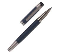 Cerruti 1881 Rollerball Pen ?THAMES? | Stainless Steel with Blue Rubberized Lacquer And Gun Plating | Black Ink | Gift Box