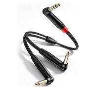 CERRXIAN 1/4 inch TRS Stereo to Dual 1/4 inch TS Mono Y Splitter Insert Cable, 90 Degree Gold Plated 6.35mm Male to 2x6.35mm Male Breakout Audio Cable for Music Player 0.5M / 1.64FT