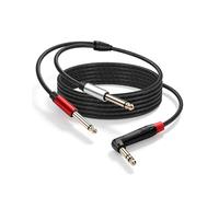 CERRXIAN 1/4 Inch TRS to Dual TS Y Splitter Cable, Right Angle 6.35mm Male Jack Stereo to 2x6.35mm Male Mono Breakout Cable for Audio Interface, Mixer, Amplifier - 1.8M / 6 FT