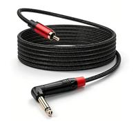 CERRXIAN 1.8M/6FT 6.35mm TS Mono Right Angle Male to RCA Male Audio Cable, RCA to 6.35mm Audio Leather Textured Cord,for Electric Guitar, Mixer, Amplifier, Speaker