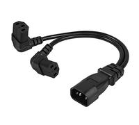CERRXIAN 1FT C14 to 2 x C13 Y Splitter Extension Power Cable, UPS Server IEC 320 C14 Male to Up Angle Dual C13 Female Power Cord