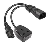 CERRXIAN 1FT C14 to C13 + UK Outlet Socket Y Splitter Power Cable,IEC