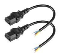 CERRXIAN 2PCS 1FT IEC 320 C13 Female 3 Pin with Open Wiring Stripped, Heavy Duty Replacement C13 to Bare Wire Power Supply Cable,Pigtail Open Cable