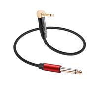 CERRXIAN 3.5mm TS Mono Right Angle Male to 6.35mm TS Mono Male Audio Cable,0.3M/1FT Leather Textured Cord, Short TS Mono Patch Cable for Electric Guitar, Mixer, Amplifier, Speaker