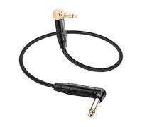 CERRXIAN 3.5mm TS Mono Right Angle Male to 6.35mm TS Mono Right Angle Male Audio Cable,0.3M/1FT Leather Textured Cord, Short TS Mono Patch Cable for Electric Guitar, Mixer, Amplifier, Speaker