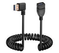 CERRXIAN 4FT USB 3.0 Extension Cable, Coiled USB A Male to Female Cord 5V / 2A 5G High Data Transfer for Phone, USB Hub, Keyboard, Camera, Hard Drive, Headset, Printer (right Angle)