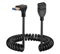 CERRXIAN 4FT USB 3.0 Extension Cable, Coiled USB A Male to Female Cord 5V / 2A 5G High Data Transfer for Phone, USB Hub, Keyboard, Camera, Hard Drive, Headset, Printer (Down Angle)