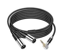 CERRXIAN Dual Mini XLR to 3.5MM Stereo Mic Cable,90 Degree 3.5mm 1/8 Inch TRS Male to 2 Mini XLR Male Y Splitter Cord,for Audio Conversion of Camera And Other Equipment-MM5.9FT