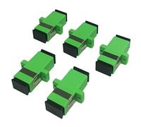 CERRXIAN Fiber Optic Adapter SC Female to SC Female APC Simplex Single Mode Fiber Optic Coupler Network Internet Connection (Green, 5Pack)