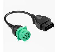 CERRXIAN OBD2 to J1939 Green Type 2 Adapter Cable, 30cm 11.8'' OBDII 16Pin Male to 9pin J1939 Female Adapter for Heavy Duty commercial Trucks and Vehicles with OBD II Diagnostic Connector