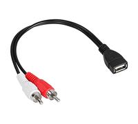 CERRXIAN USB to 2 RCA Cable, USB 2.0 A Female to 2 RCA Male Jack Audio Video AV Composite Adapter Cable for TV/Mac/PC（0.15M）