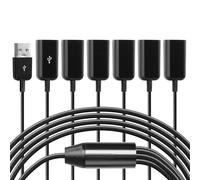 CERRXIAN USB2.0 1 Male to 6 Female Splitter Y Cable USB Y splitter supports data transmission of U disks, keyboards, and mice, and power supply for USB devices such as low-power fans-1.65FT/50cm