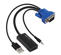CERRXIAN VGA to HDMI With Audio Adapter Cable,VGA Input to HDMI Output Video 1080P Adapter,for PC,Notebooks,Monitors, Projectors,Etc-7.8inch