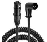 CERRXIAN XLR Microphone Coiled Cable, Right Angle Male XLR to Straight Female XLR Plug Cable, Balanced XLR Cable 8 Feet, Oxygen-Free Copper Mic Cables, XLR Speaker Cables - Black (L)