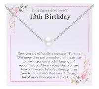 CERSLIMO 13 Year Old Girl Gifts - Birthday Gifts for 13 Year Old Girls, Pearl Necklace with Happy Birthday Card, Girl Birthday Gift Ideas for Daughter Niece Granddaughter Sister