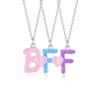 CERSLIMO Best Friend Necklaces - 3 Pcs of Magnetic BFF Friendship Necklace, Matching Friendship Gifts for Kids Teens Girls Jewellery, Bff Necklace for 3 Girls Birthday Christmas, Silver