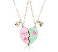 CERSLIMO Best Friend Necklaces - Magnetic Heart Friendship Necklace, Matching Friendship Gifts for Kids Teens Girls Jewellery, Friend Gifts for 2 Girls Birthday Christmas, Gold