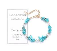 CERSLIMO Birthday Gifts for Her - December Birthstone Raw Crystal Turquoise Bracelet Birthday Gift for Women Girls Daughter Mum Nana Sister Granddaughter Niece Valentines Anniversary Present