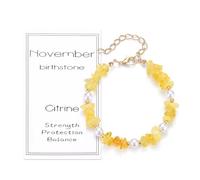 CERSLIMO Birthday Gifts for Her - November Birthstone Raw Crystal Citrine Bracelet Birthday Gift for Women Girls Daughter Mum Nana Sister Granddaughter Niece Valentines Anniversary Present
