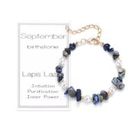 CERSLIMO Birthday Gifts for Her - September Birthstone Raw Crystal Lapis Lazuli Bracelet Birthday Gift for Women Girls Daughter Mum Nana Sister Granddaughter Niece Valentines Anniversary Present