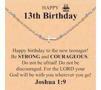 CERSLIMO Birthday Gifts for Women Girls Cross Necklace, Happy 13th 14th 15th 16th 18th 21st Birthday Gifts | Christmas Christian Religious Presents for Her, Stainless Steel, No Gemstone