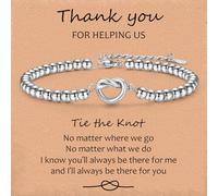 CERSLIMO Bridesmaid Gifts - Knot Bracelets with 4mm Silver Beads, Maid of Honor Gifts Wedding Bridesmaid Proposal Jewelry Bridal Party Tie The Knot Charm Bracelets