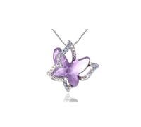 CERSLIMO Butterfly Crystal Necklace - Purple Diamond Pendant for Girls | Butterfly Kids Jewellery, Children's Necklace