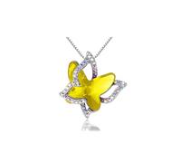 CERSLIMO Butterfly Diamond Necklaces for Girls - Small Crystal Butterfly Pendant Girls Necklace, Girls Jewellery Gifts Birthday Christmas| Kids Necklaces for Girls, Childrens Jewellery, Yellow