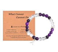 CERSLIMO Cancer Care Gifts for Women - Breast Cancer Gifts, Natural Stone Bracelets | Inspirational Gift for Patients Must Have, Encouragement Gift With Message Card, Purple & White Crystal