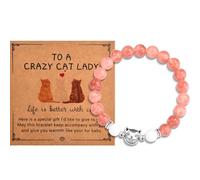 CERSLIMO Cat Gifts for Women & Girls - Bead Bracelets for Crazy Cat Ladies & Lovers, Orange