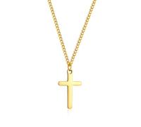 CERSLIMO Cross Necklace for Boys Girls, Stainless Steel Cross Chain Necklace with Chain-40+5CM | Silver/Gold/Black Small Size Cross Necklaces for Child Birthday Christmas Easter Thanksgiving Day
