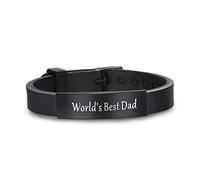 CERSLIMO Dad Bracelet Gifts for Dad - Black World's Best Dad Bracelets Dad Gifts from Daughter Son, Dad Christmas Gifts, Birthday Presents for Dad Daddy Fathers Day Bracelets Gifts with Gifts Box