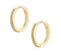 CERSLIMO Earrings for Women Girls - 10mm Gold Hoop Earrings, S925 Sterling Silver Small Gold Earrings | Tiny Helix Tragus Cartilage Huggie Earrings, Yellow Topaz Cubic Zirconia Cuff Sleeper Earring