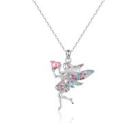 CERSLIMO Fairy Necklace for Teen Girls - Rainbow Crystals Fairy Kids Jewelry for Girls, Adorable Fairy Gifts Cute Necklaces for Girl Christmas Gifts | Fairy Jewelry for Girls, Colorful