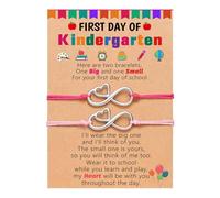 CERSLIMO First Day of Kindergarten Bracelet for Girls - Back To School Bracelet for Daughter from Mommy, Adjustable Bracelet for School Girls | Infinite Heart Wish Bracelets Gifts Stuff Supplies