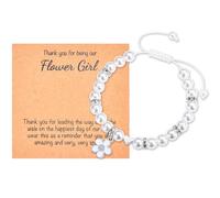 CERSLIMO Flower Girl Proposal Bracelet Gifts - Thank You for Being Our Flower Girl Jewelry Gifts for Teens Girls Kids Child, White Clear Pearl with Cute Charm Bracelets