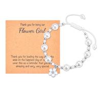 CERSLIMO Flower Girl Proposal Bracelet Gifts - White Clear Pearl with Cute Charm Bracelets, Thank You for Being Our Flower Girl Jewelry Gifts for Teens Girls Kids Child