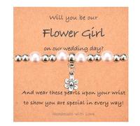CERSLIMO Flower Girl Proposal Bracelet Gifts - Will You Be My Flower Girl Jewelry Gifts for Girls Kids Child, Flower Girl Proposal Gifts Bracelet for Little Girls, Pink