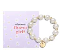 CERSLIMO Flower Girl Proposal Gifts - Initial Letter ABC to XYZ Flower Bracelet, Will You Be My Flower Girl Gift, Flower Girl Proposal Gifts Bracelet for Little Girls Kids, J