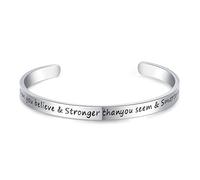 CERSLIMO Friendship Bracelet for Women - Inspirational & Motivational Cuff Bangle for Best Friend, Sister, Mother, Teacher Gifts & Birthday, Christmas Gifts - You Are Braver