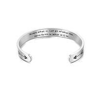 CERSLIMO Friendship Bracelet for Women - Inspirational & Motivational Cuff Bangle for Best Friend, Sister, Mother, Teacher Gifts, Accept What Is