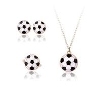 CERSLIMO Girls Jewellery Set - Adorable Football Soccer Earrings/Necklace/Adjustable Rings, Sport Necklace Kids Jewelry Christmas Birthday Gifts for Daughter Granddaughter Niece