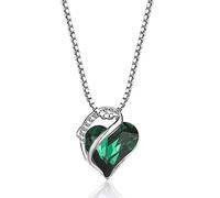CERSLIMO Heart Diamond Necklaces for Girls - Small Crystal Heart Pendant Girls Necklace, Girls Jewellery Gifts Birthday Christmas | Kids Necklaces for Girls, Childrens Jewellery, Green