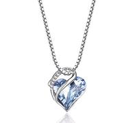 CERSLIMO Heart Diamond Necklaces for Girls - Small Crystal Heart Pendant Girls Necklace, Girls Jewellery Gifts Birthday Christmas | Kids Necklaces for Girls, Childrens Jewellery, Blue