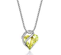 CERSLIMO Heart Diamond Necklaces for Girls - Small Crystal Heart Pendant Girls Necklace, Girls Jewellery Gifts Birthday Christmas | Kids Necklaces for Girls, Childrens Jewellery, Yellow