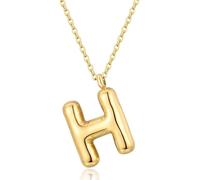 CERSLIMO Initial Necklace for Women Girl - Gold Bubble Alphabet Pendant Necklace with Chain-45CM, Hypoallergenic Titanium Initial Letter ABC to XYZ, Initial Jewellery Gifts for Birthday Christmas, H