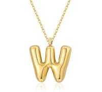 CERSLIMO Initial Necklace for Women Girl - Gold Bubble Alphabet Pendant Necklace with Chain-45CM, Hypoallergenic Titanium Initial Letter ABC to XYZ, Initial Jewellery Gifts for Birthday Christmas, W