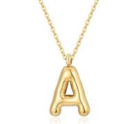 CERSLIMO Initial Necklace for Women Girl - Gold Bubble Alphabet Pendant Necklace with Chain-45CM, Hypoallergenic Titanium Initial Letter ABC to XYZ, Initial Jewellery Gifts for Birthday Christmas, A