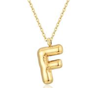 CERSLIMO Initial Necklace for Women Girl - Gold Bubble Alphabet Pendant Necklace with Chain-45CM, Hypoallergenic Titanium Initial Letter ABC to XYZ, Initial Jewellery Gifts for Birthday Christmas, F