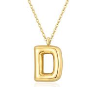 CERSLIMO Initial Necklace for Women Girl - Gold Bubble Alphabet Pendant Necklace with Chain-45CM, Hypoallergenic Titanium Initial Letter ABC to XYZ, Initial Jewellery Gifts for Birthday Christmas, D